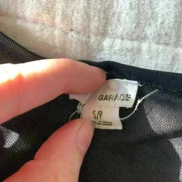 Garage Y2K Women’s Black Sheer Romantic Witchy Gothic Grunge Pink Top Small - Picture 5 of 6